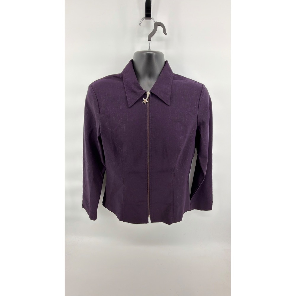 Vintage 90s Star C.C.C. Purple Shimmer Zip Jacket Large Y2K Whimsigoth Blouse‎